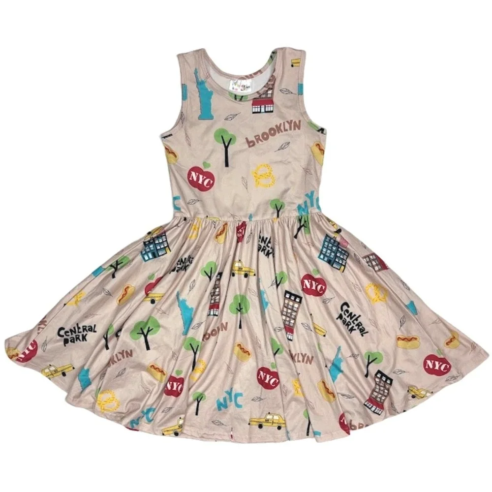 Dot Smile Girls 8 10 New York‎ Sleeveless Dress Tank Brown NYC Brooklyn NEW
